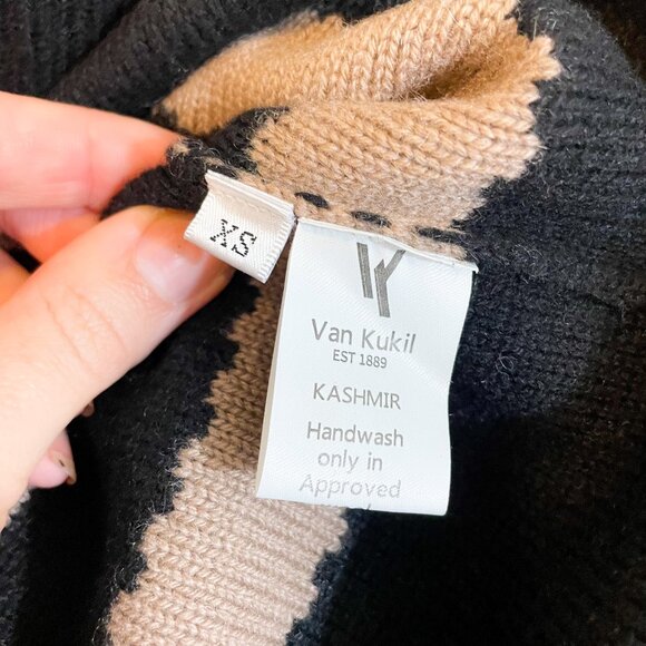 Van Kukil Women's Striped Cashmere Turtleneck Old Money Quiet Luxury, Size XS - Picture 6 of 8